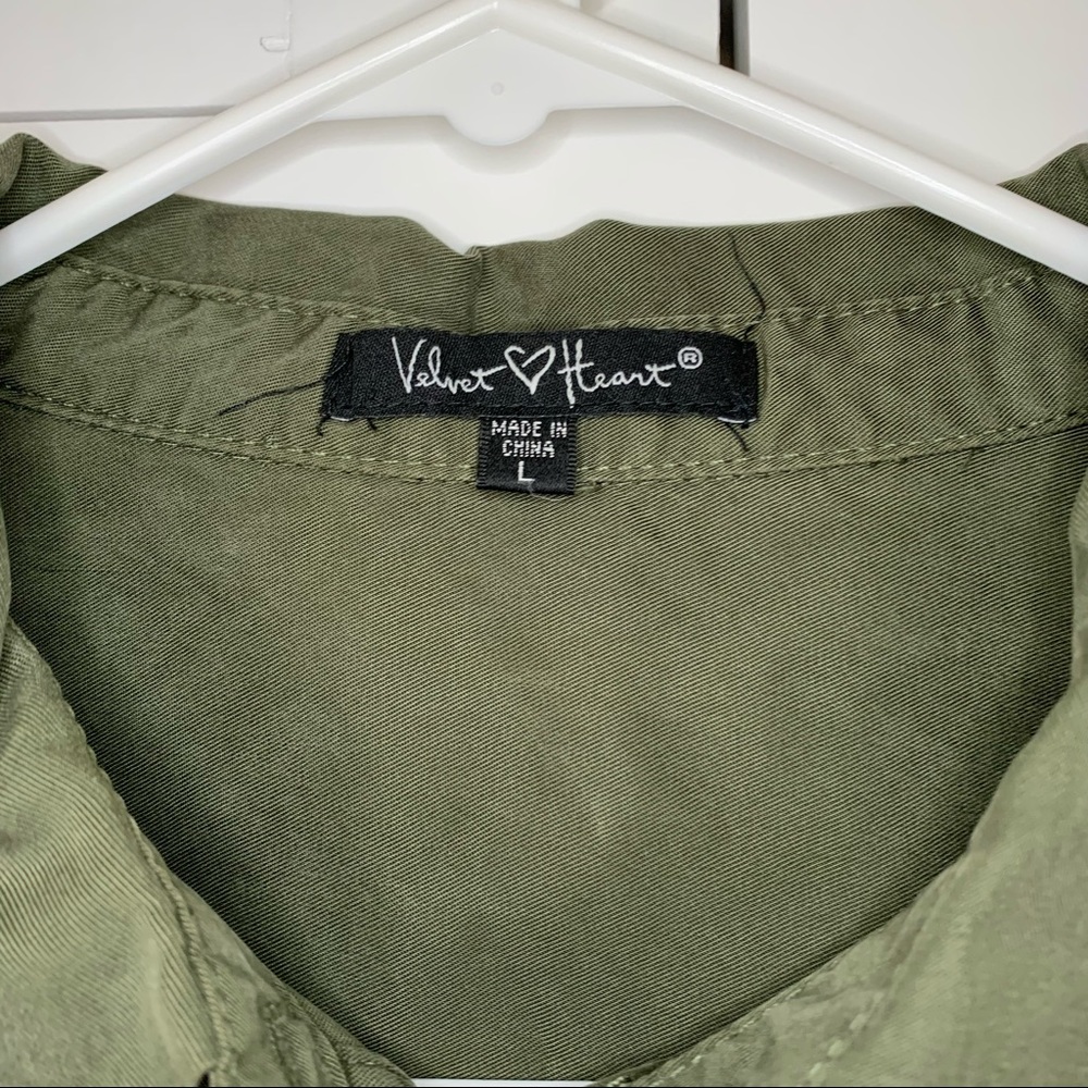 Velvet Heart Tencel Green Long Sleeve Front Tie Size Large - Picture 5 of 9